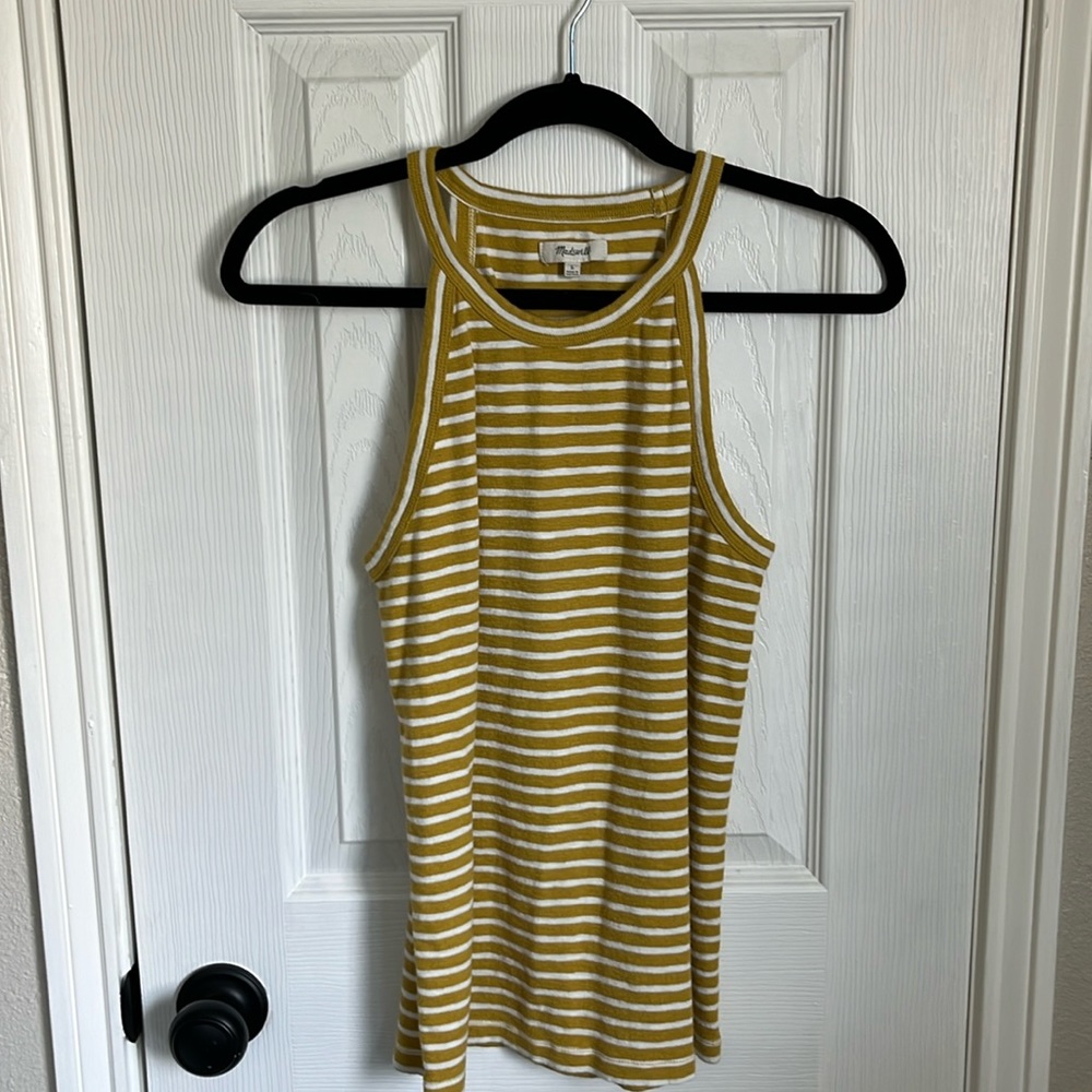 High neck striped tank